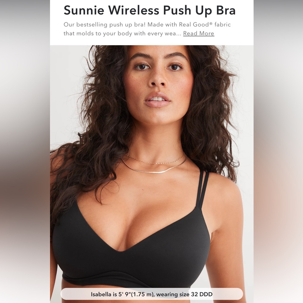 Aerie Black Wireless Push Up Bra